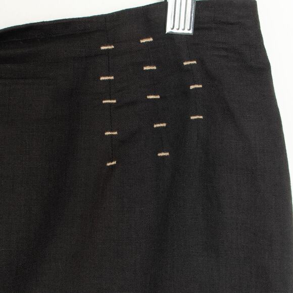 Vintage 90s Black Linen / Cotton High Waist Mini Skirt Size 8 - Picture 2 of 3